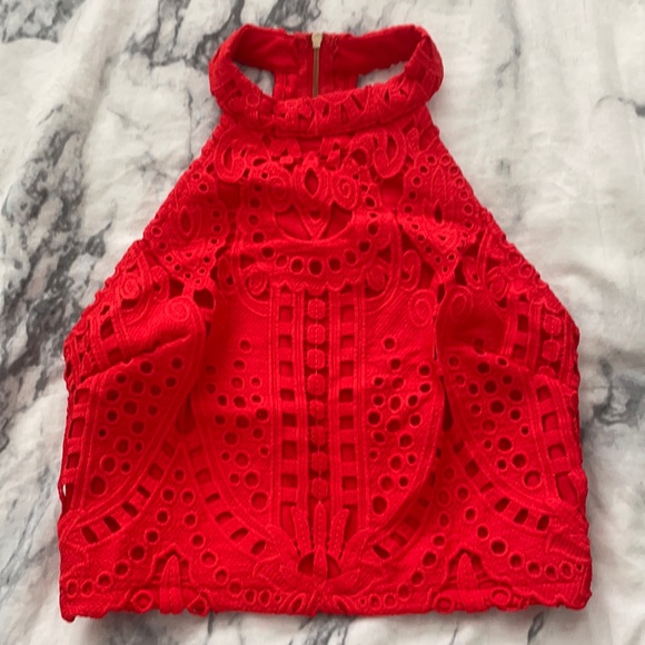 Forever 21 Red lace halter top - Picture 2 of 3